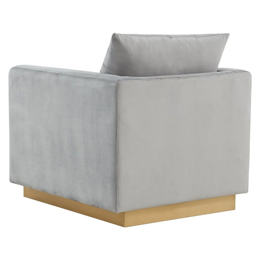 Mid-Century Velvet Accent Chair with Gold Base