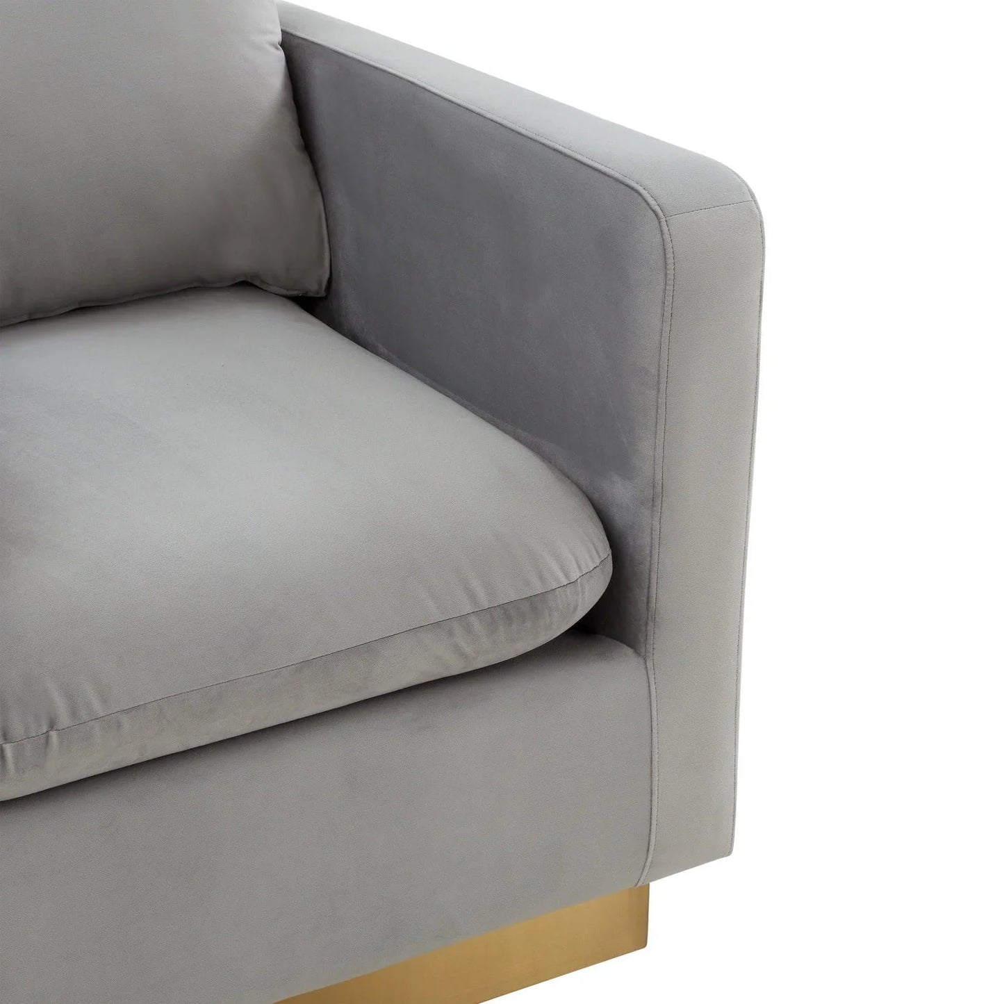 Mid-Century Velvet Accent Chair with Gold Base