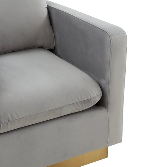 Mid-Century Velvet Accent Chair with Gold Base