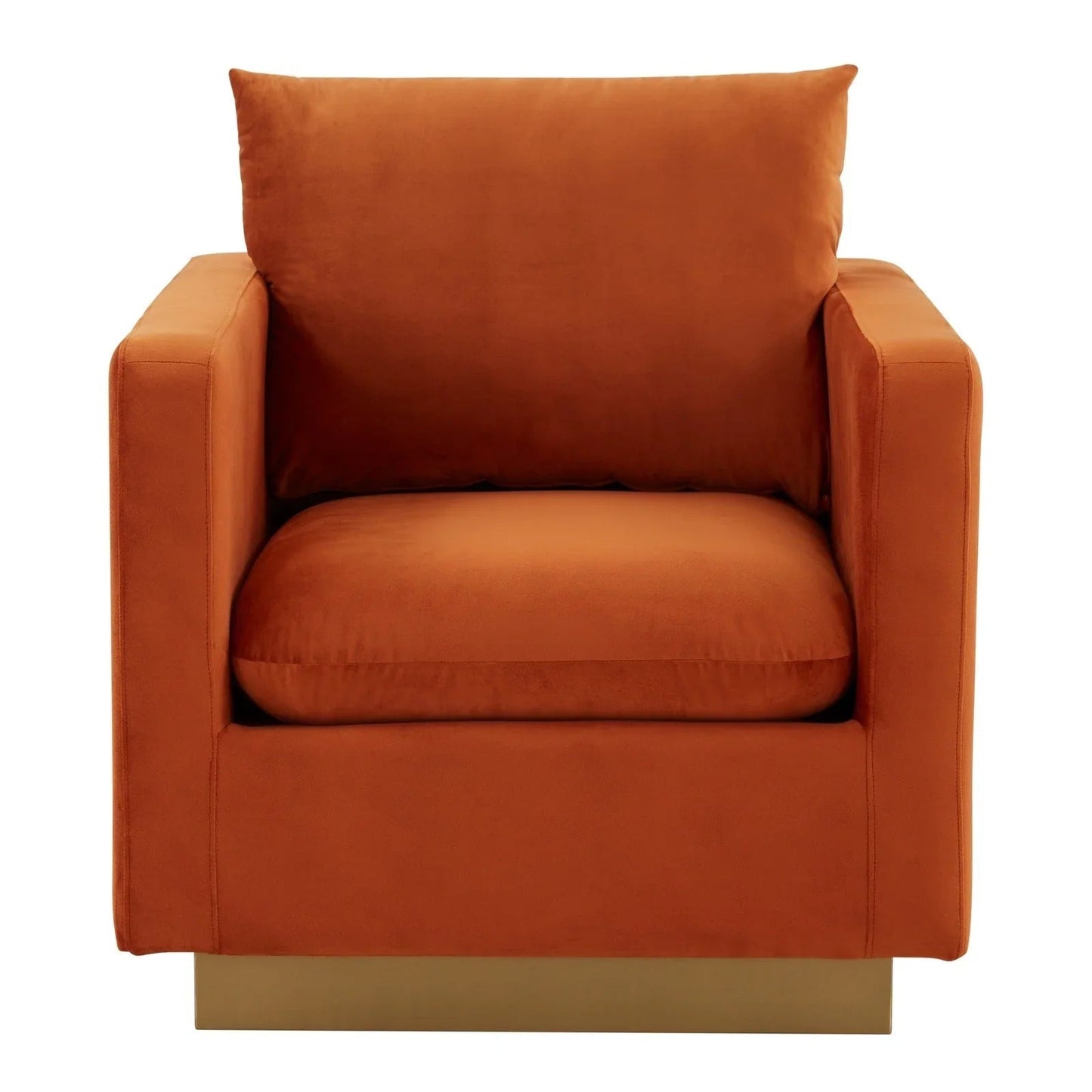 Mid-Century Velvet Accent Chair with Gold Base