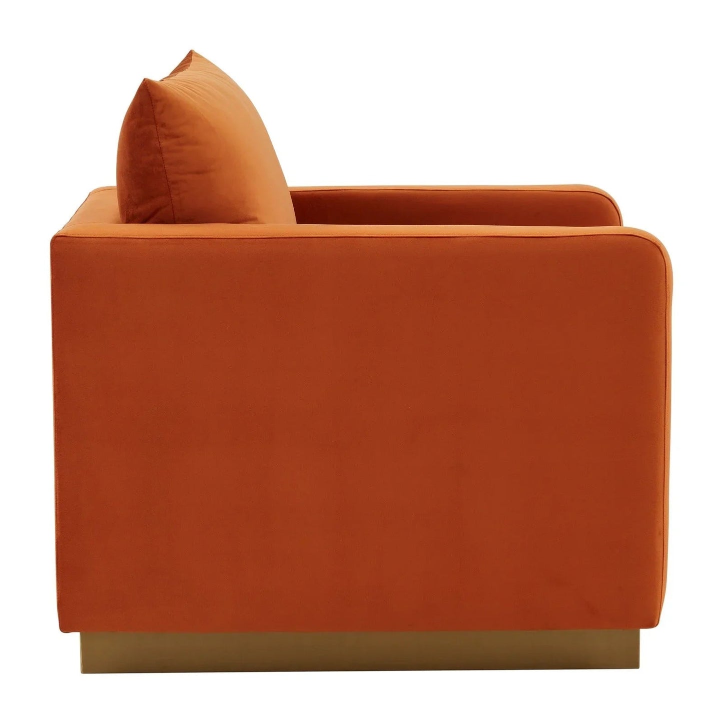 Mid-Century Velvet Accent Chair with Gold Base