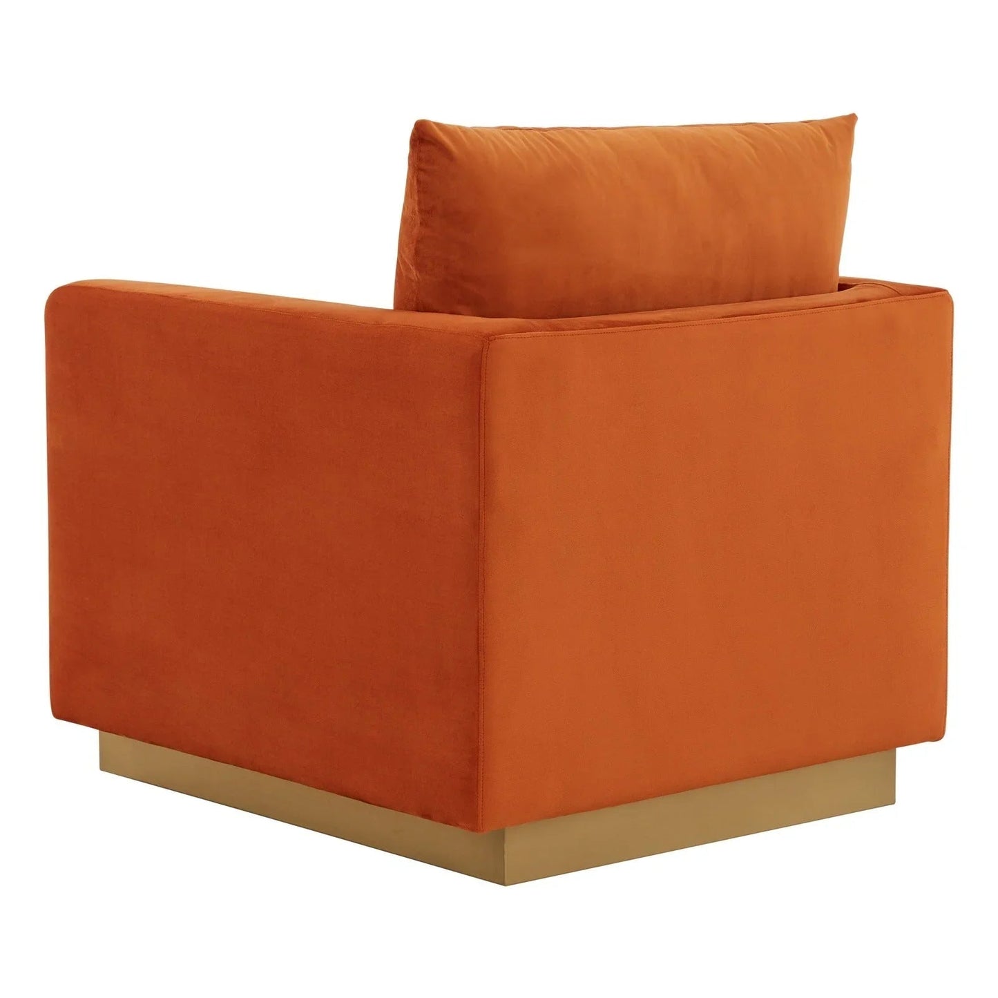 Mid-Century Velvet Accent Chair with Gold Base