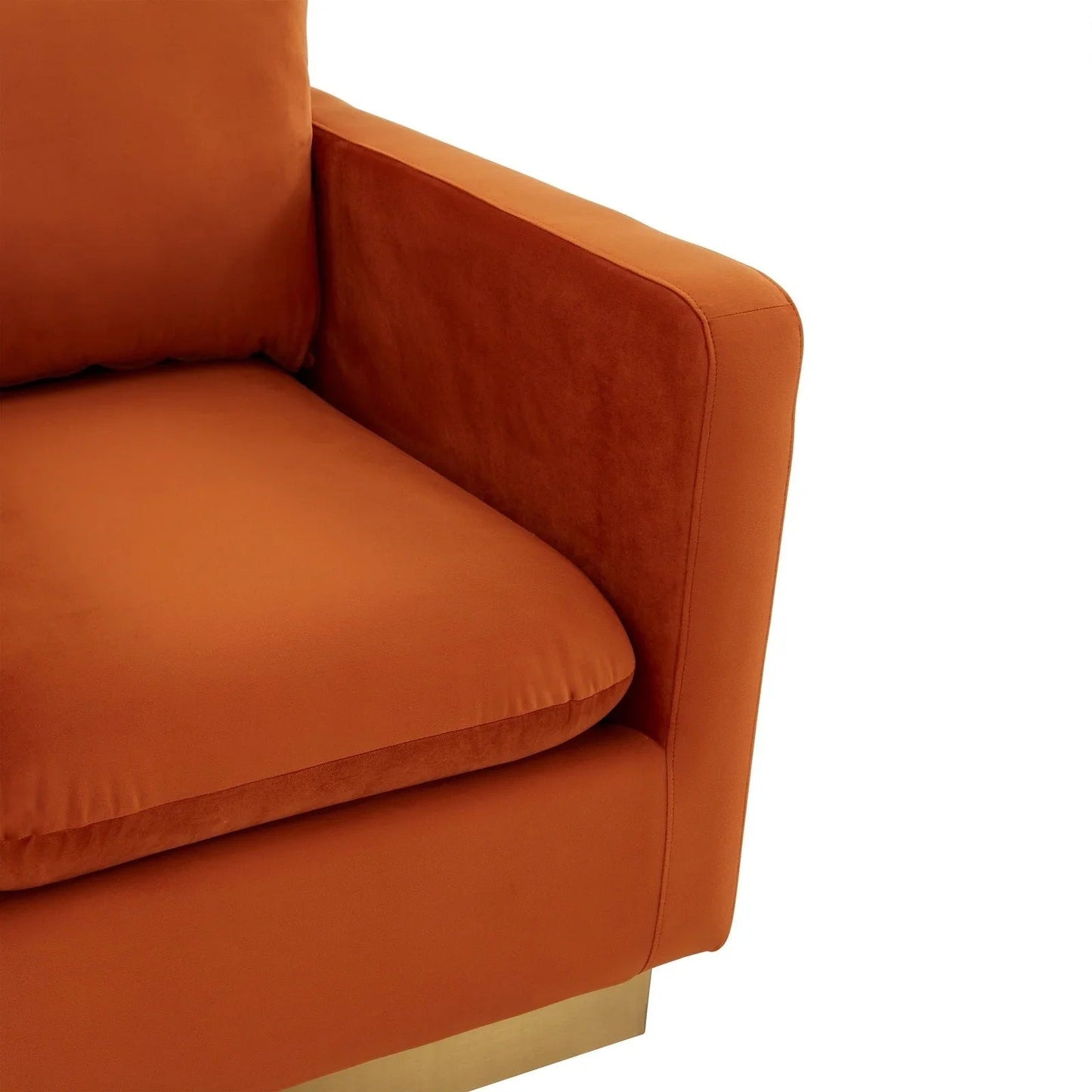 Mid-Century Velvet Accent Chair with Gold Base