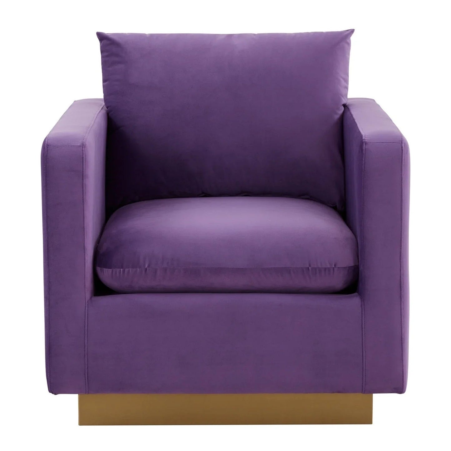 Mid-Century Velvet Accent Chair with Gold Base