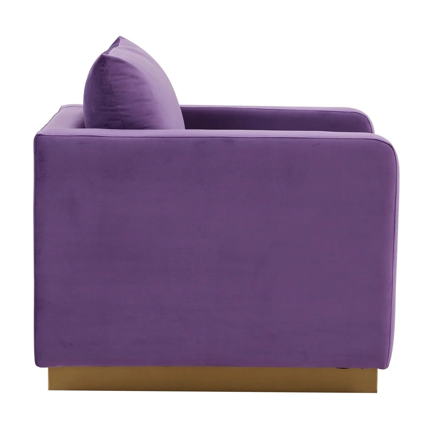 Mid-Century Velvet Accent Chair with Gold Base