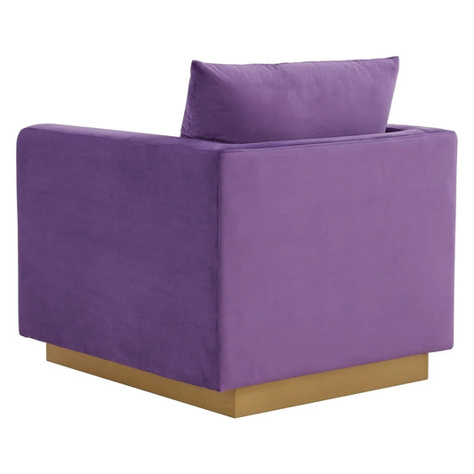 Mid-Century Velvet Accent Chair with Gold Base