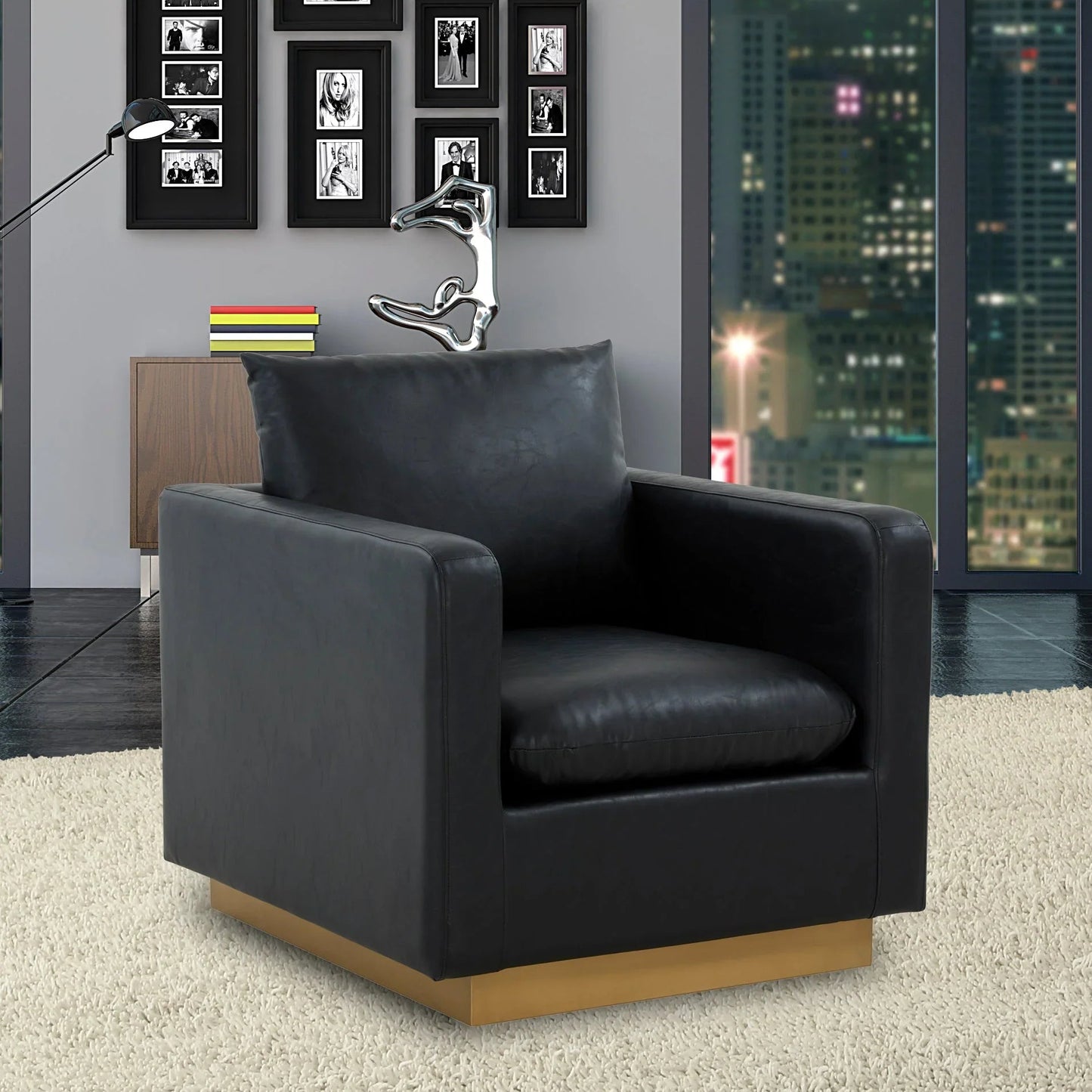 Mid-Century Velvet Accent Chair with Gold Base