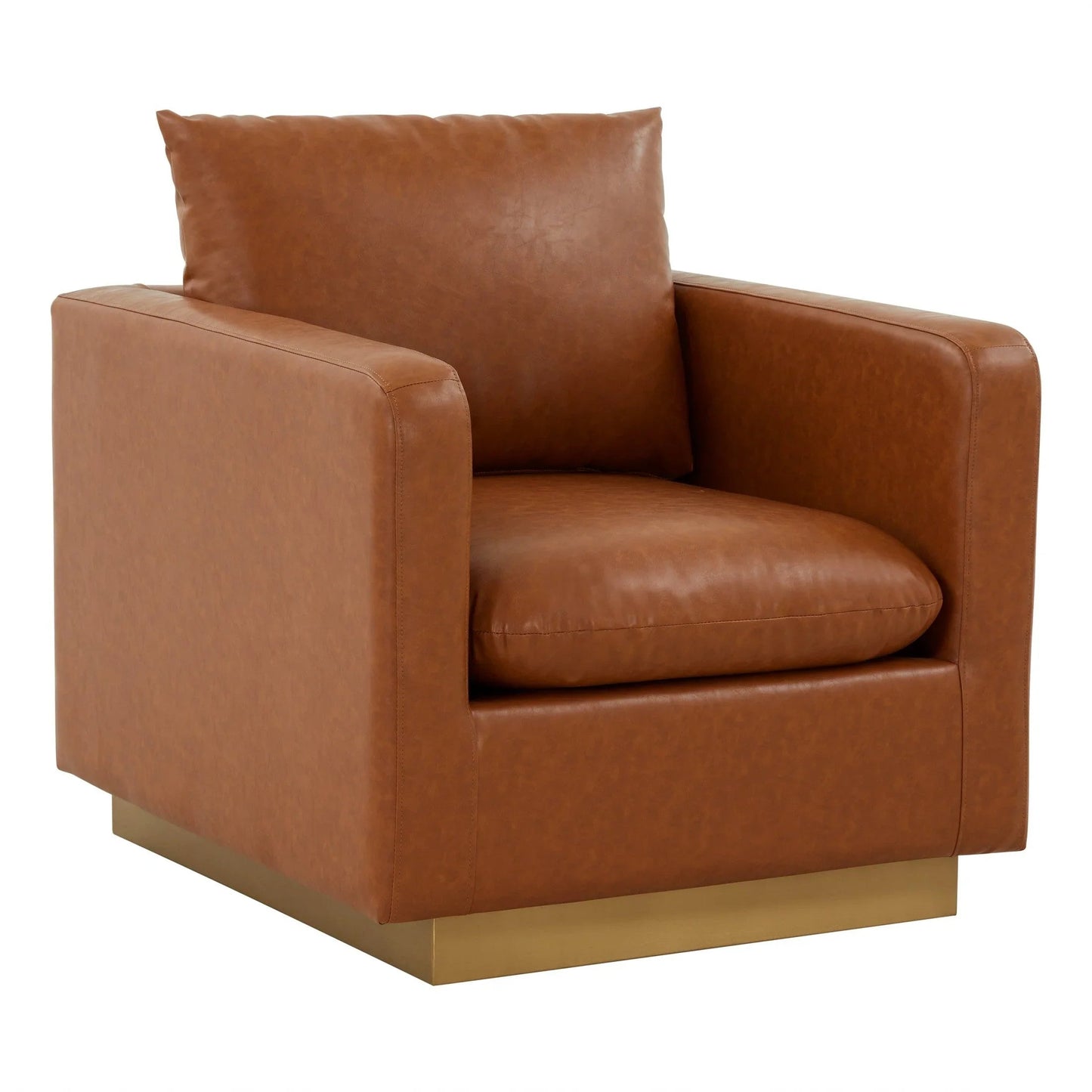 Mid-Century Velvet Accent Chair with Gold Base