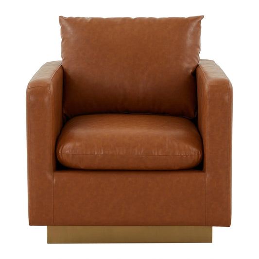 Mid-Century Velvet Accent Chair with Gold Base