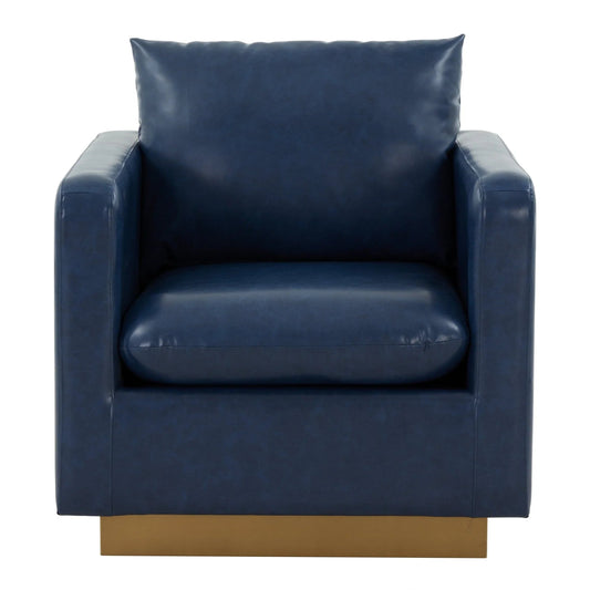 Mid-Century Velvet Accent Chair with Gold Base