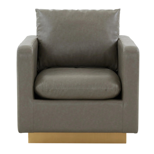 Mid-Century Velvet Accent Chair with Gold Base