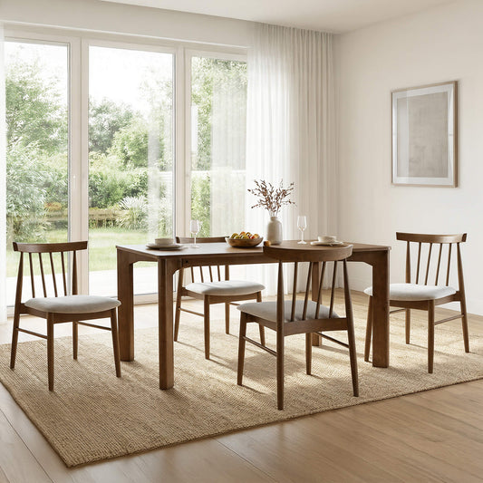 Mid-century Windsor Solid Wood Dining Chair Set of 2