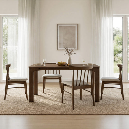 Mid-century Windsor Solid Wood Dining Chair Set of 2