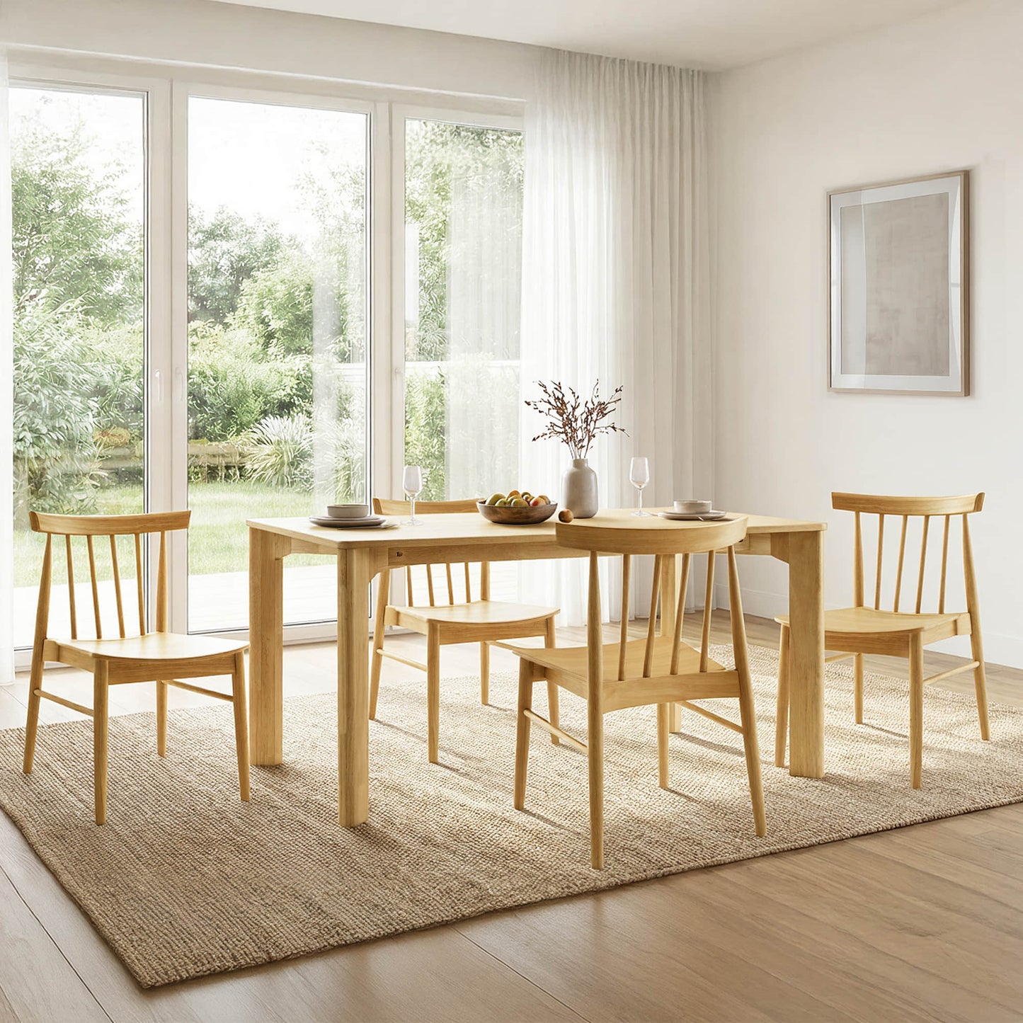 Mid-century Windsor Solid Wood Dining Chair Set of 2