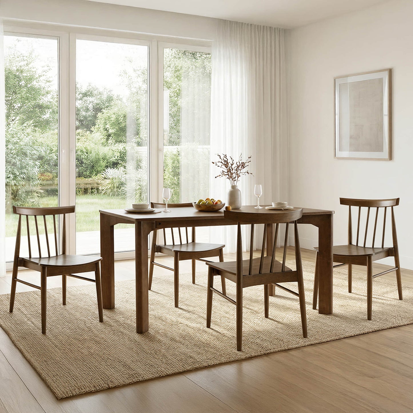 Mid-century Windsor Solid Wood Dining Chair Set of 2