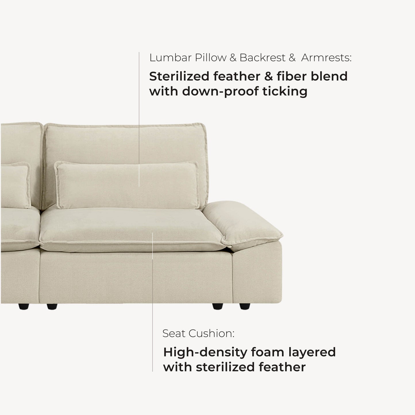 Minimalist Chenille 2-Seater Sofa with Adjustable Backrest