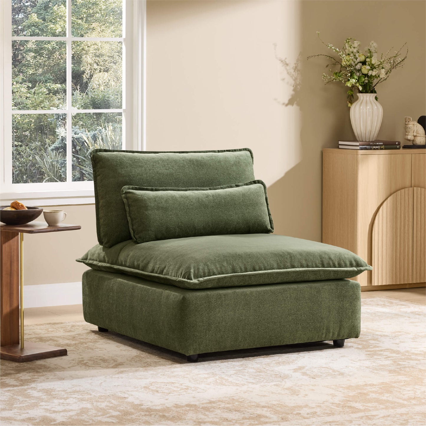 Minimalist Chenille 3-Seater Modular Sofa with Adjustable Backrest