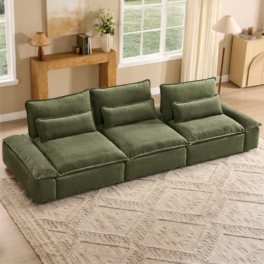 Minimalist Chenille 3-Seater Modular Sofa with Adjustable Backrest