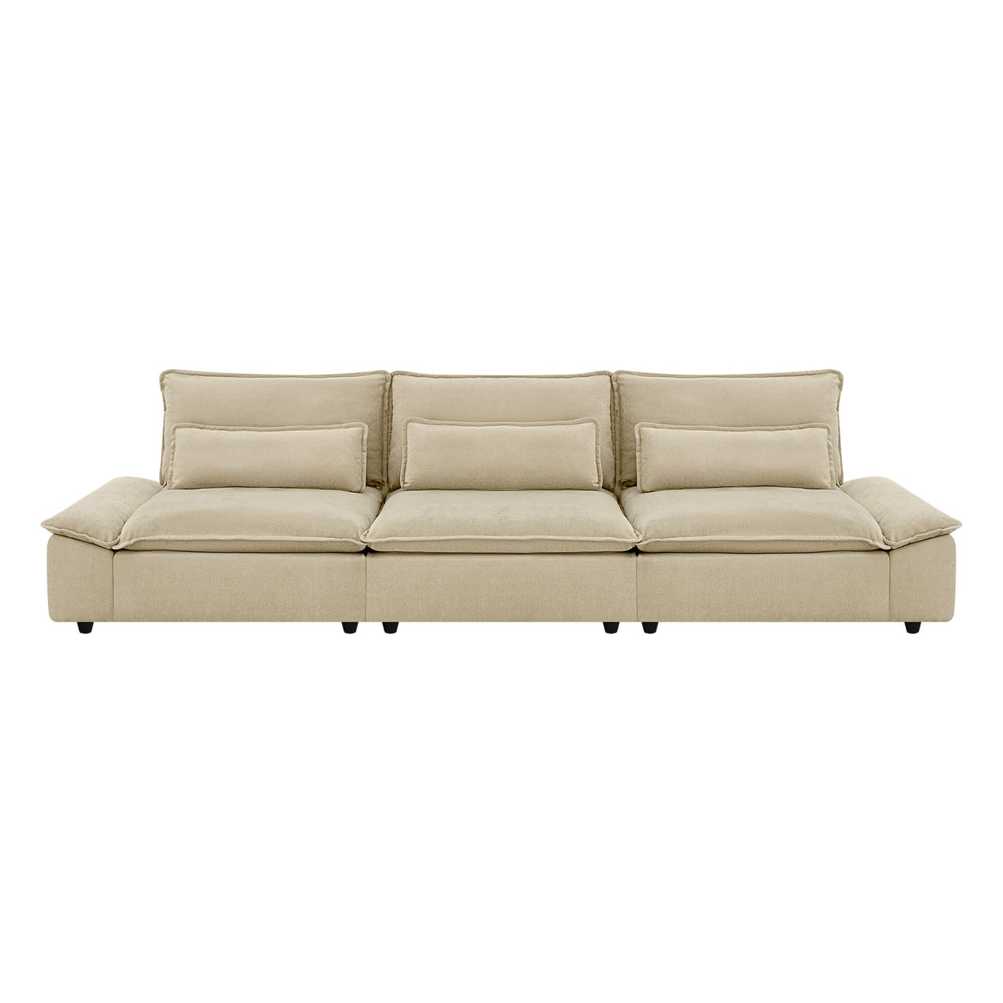Minimalist Chenille 3-Seater Modular Sofa with Adjustable Backrest