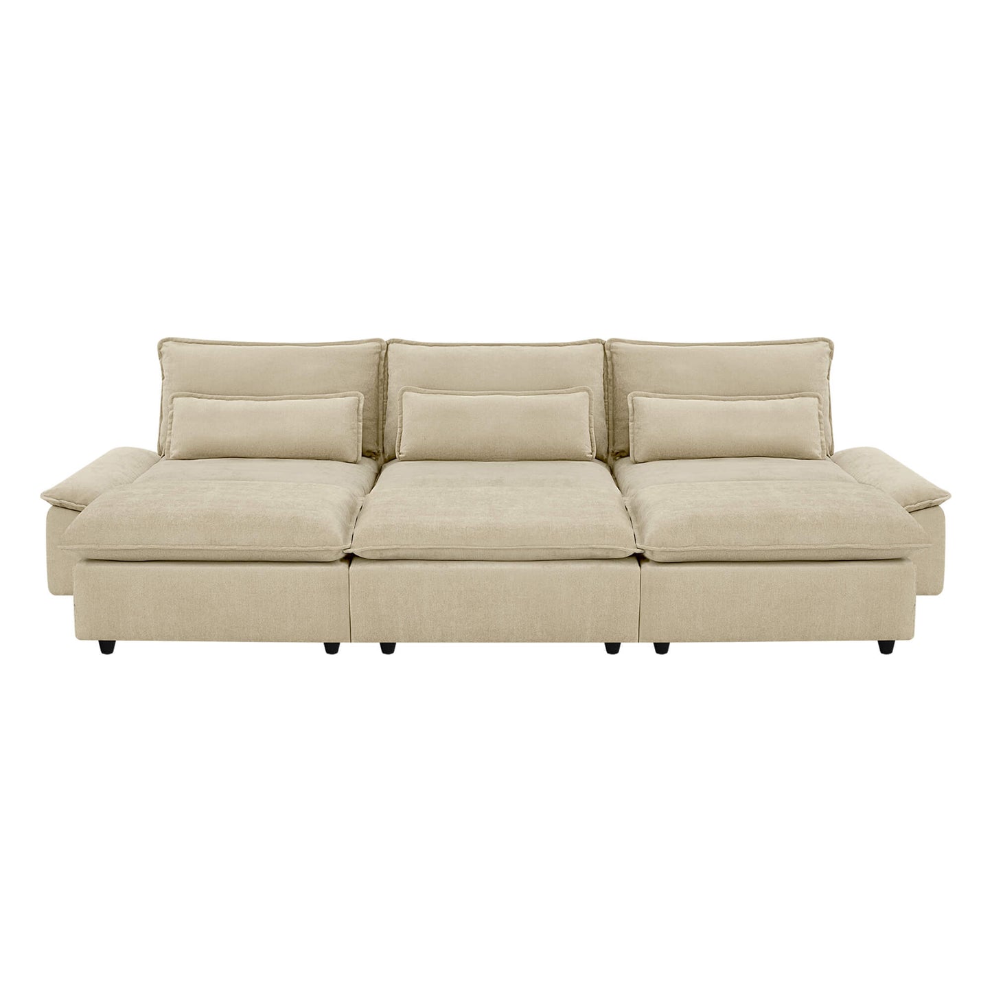 Minimalist Chenille 3-Seater Modular Sofa with Adjustable Backrest