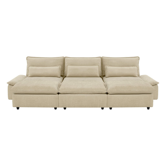 Minimalist Chenille 3-Seater Modular Sofa with Adjustable Backrest