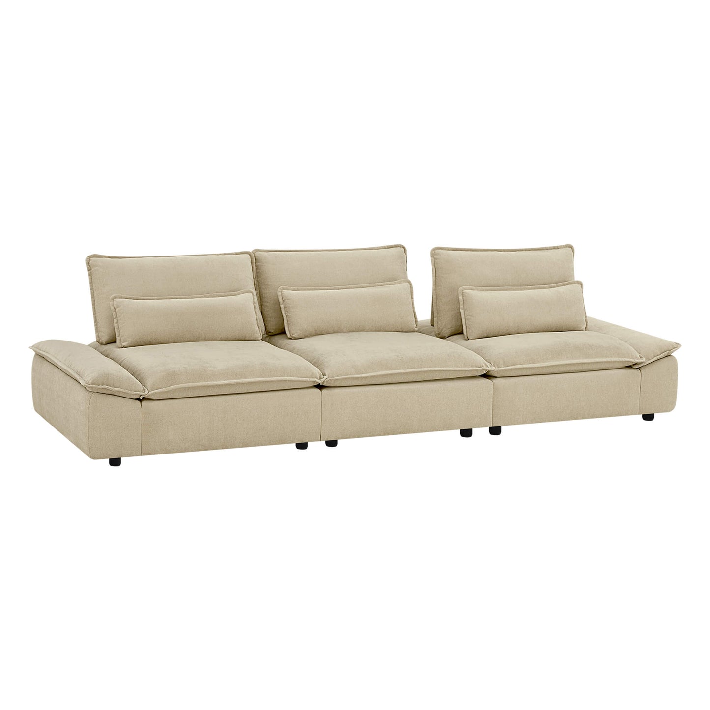 Minimalist Chenille 3-Seater Modular Sofa with Adjustable Backrest