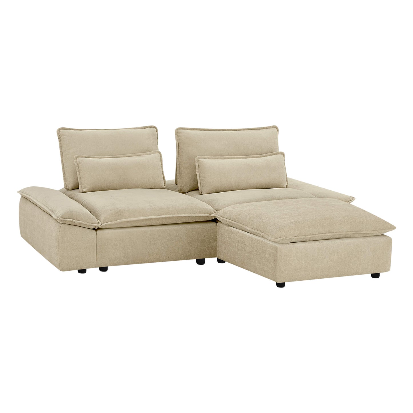 Minimalist Chenille 3-Seater Modular Sofa with Adjustable Backrest