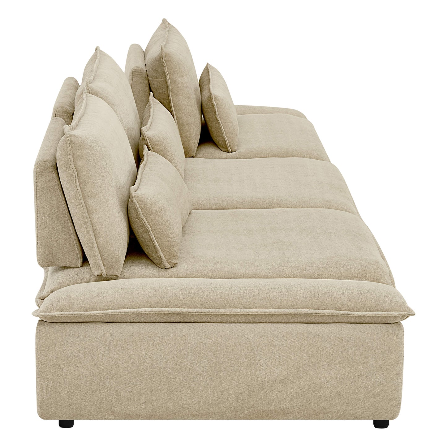 Minimalist Chenille 3-Seater Modular Sofa with Adjustable Backrest