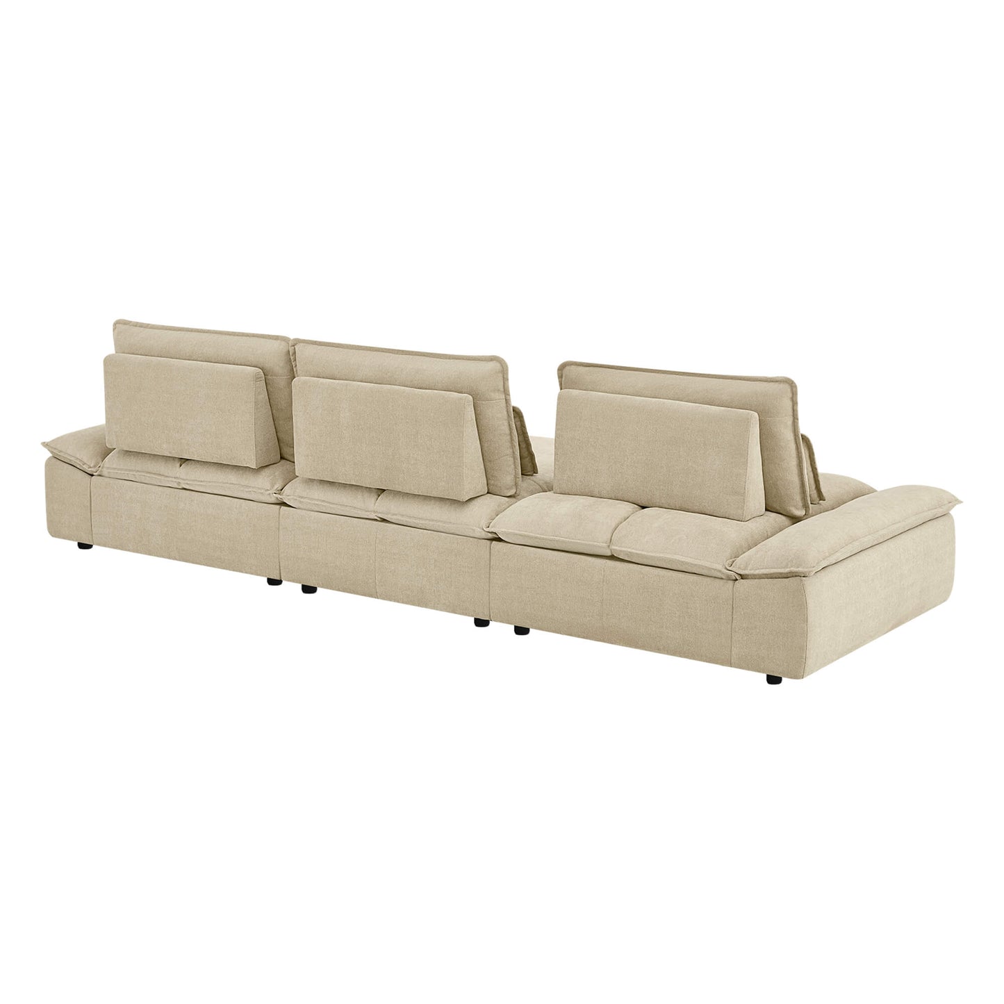 Minimalist Chenille 3-Seater Modular Sofa with Adjustable Backrest