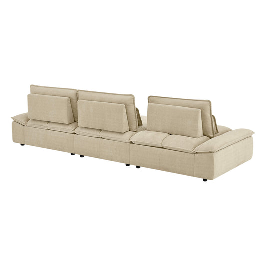 Minimalist Chenille 3-Seater Modular Sofa with Adjustable Backrest