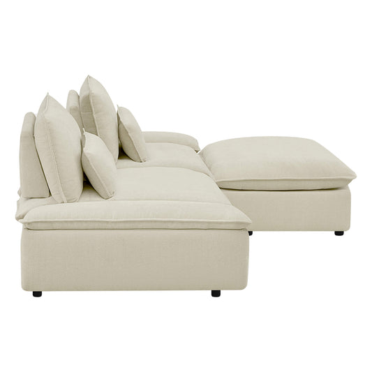 Minimalist Chenille 3-Seater Modular Sofa with Adjustable Backrest