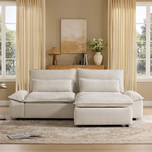 Minimalist Chenille 3-Seater Modular Sofa with Adjustable Backrest