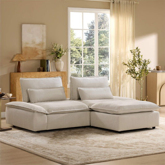 Minimalist Chenille 3-Seater Modular Sofa with Adjustable Backrest