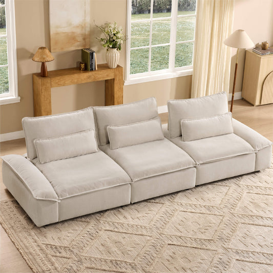 Minimalist Chenille 3-Seater Modular Sofa with Adjustable Backrest