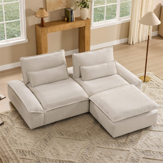 Minimalist Chenille 3-Seater Modular Sofa with Adjustable Backrest