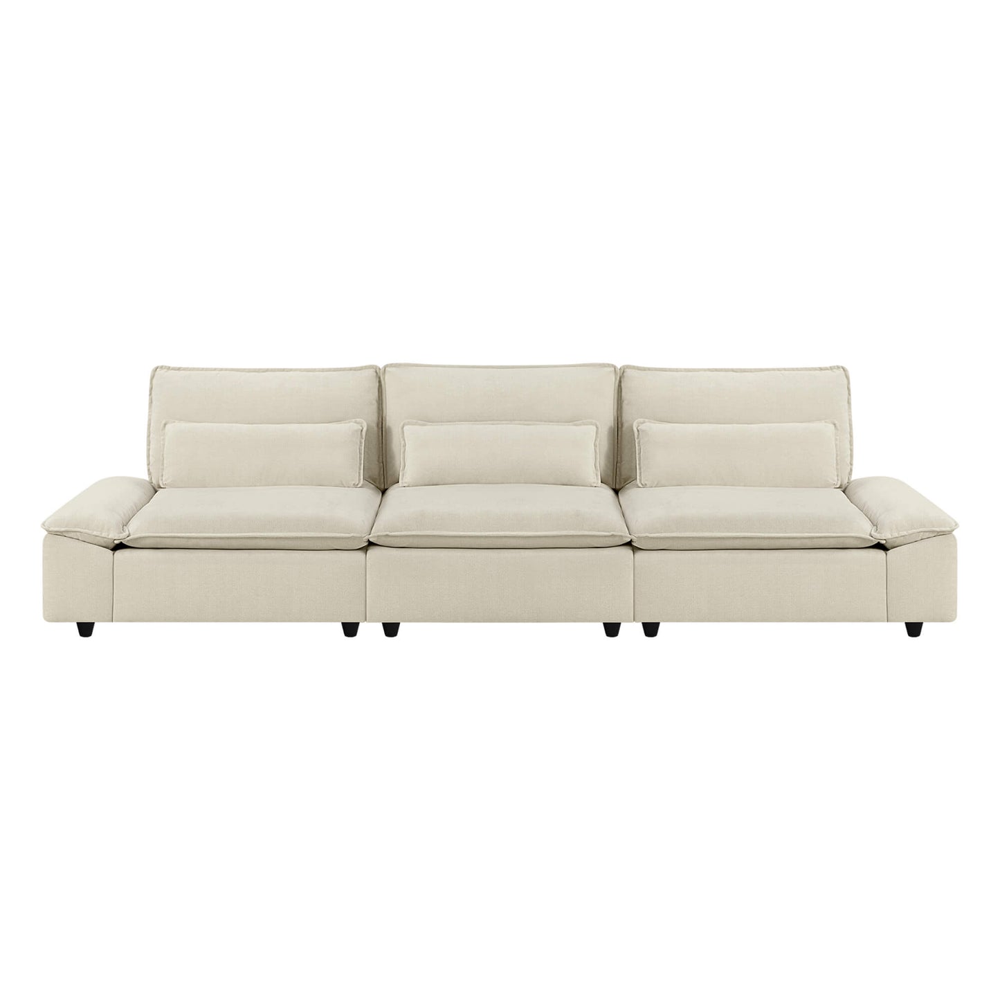Minimalist Chenille 3-Seater Modular Sofa with Adjustable Backrest