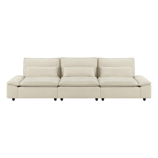 Minimalist Chenille 3-Seater Modular Sofa with Adjustable Backrest