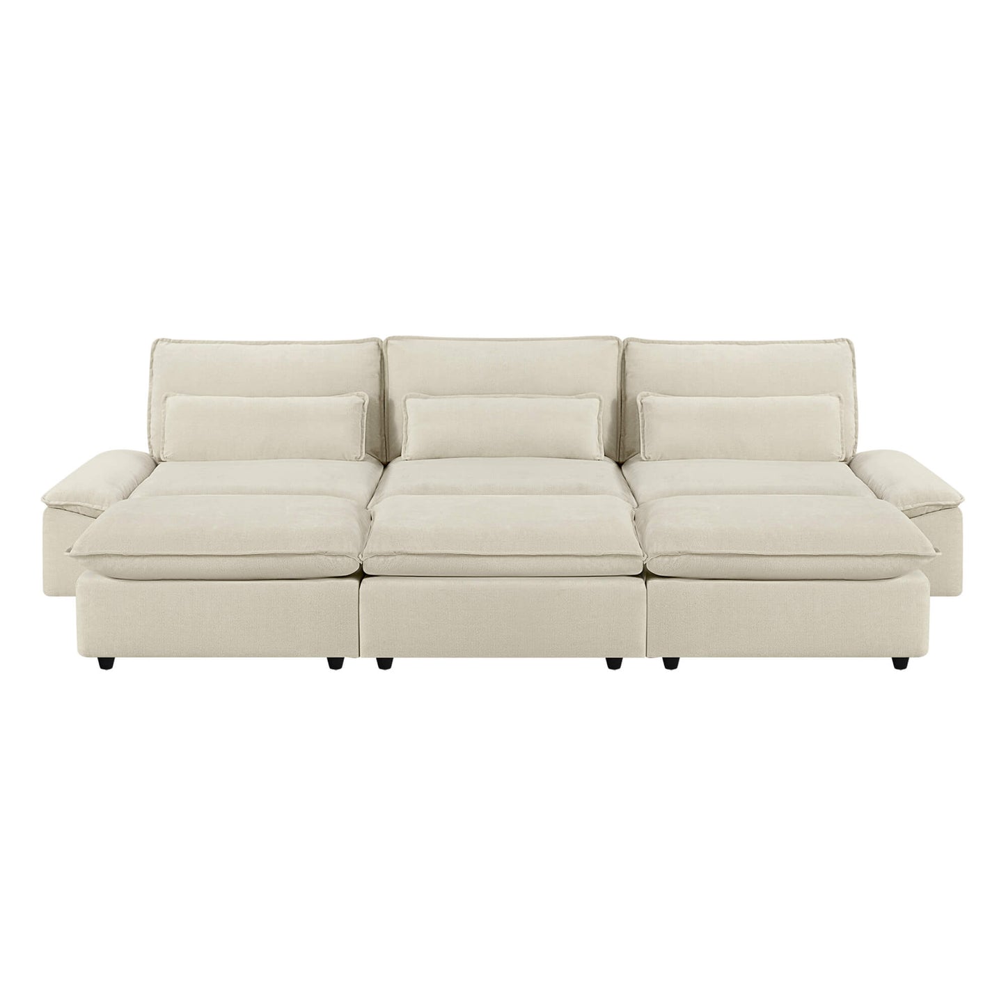 Minimalist Chenille 3-Seater Modular Sofa with Adjustable Backrest