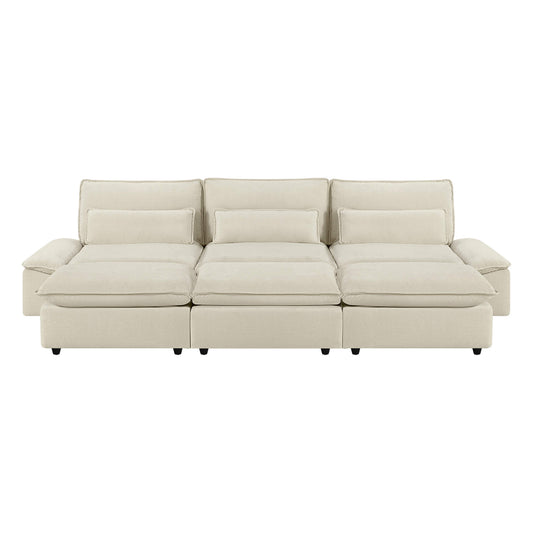 Minimalist Chenille 3-Seater Modular Sofa with Adjustable Backrest