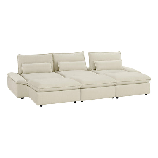 Minimalist Chenille 3-Seater Modular Sofa with Adjustable Backrest