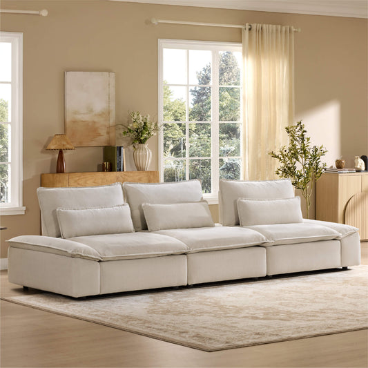 Minimalist Chenille 3-Seater Modular Sofa with Adjustable Backrest