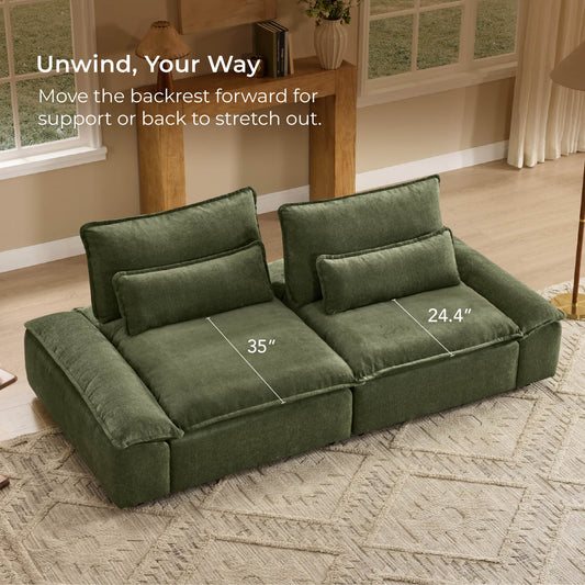 Minimalist Chenille 3-Seater Modular Sofa with Adjustable Backrest