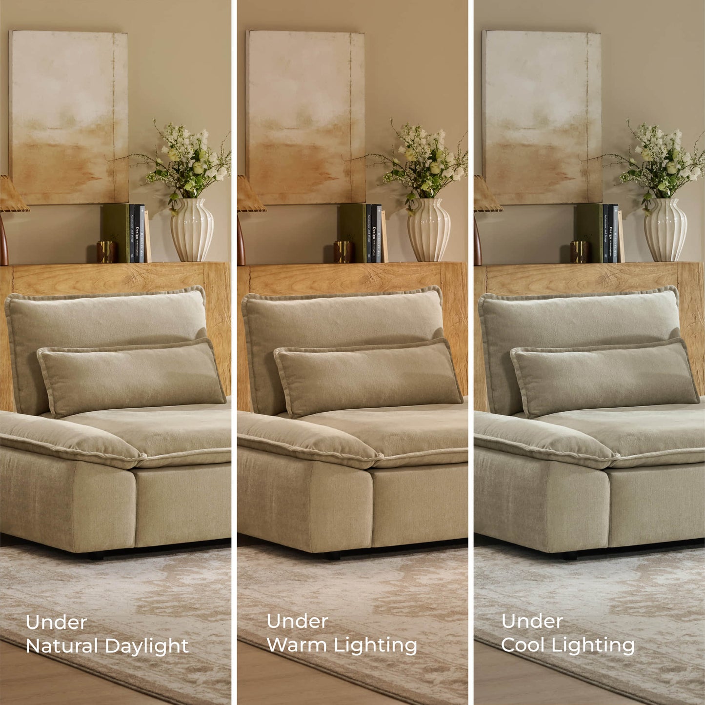 Minimalist Chenille 3-Seater Modular Sofa with Adjustable Backrest