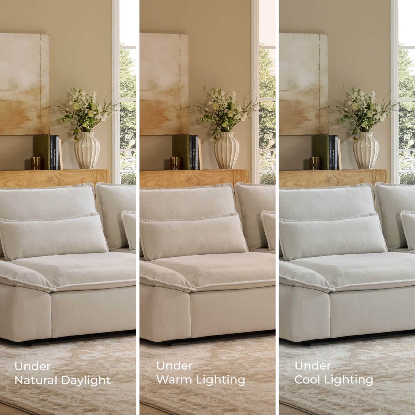 Minimalist Chenille 3-Seater Modular Sofa with Adjustable Backrest