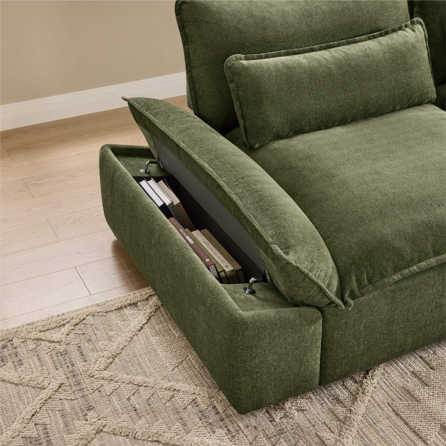 Minimalist Chenille 4-Seater Modular Sofa with Adjustable Backrest