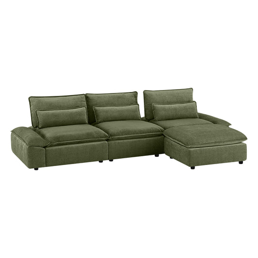 Minimalist Chenille 4-Seater Modular Sofa with Adjustable Backrest