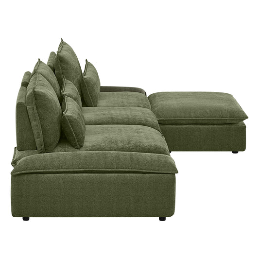 Minimalist Chenille 4-Seater Modular Sofa with Adjustable Backrest