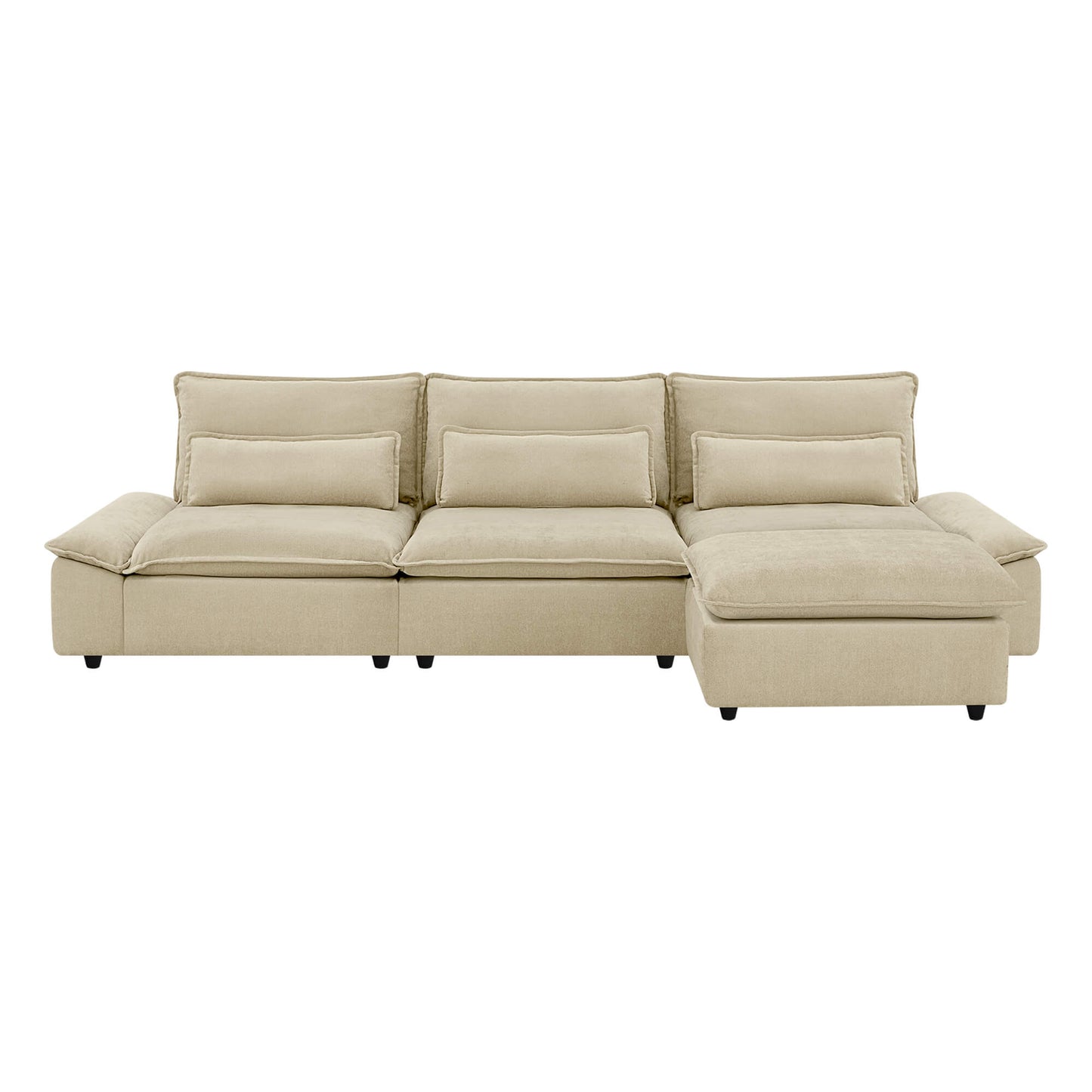 Minimalist Chenille 4-Seater Modular Sofa with Adjustable Backrest