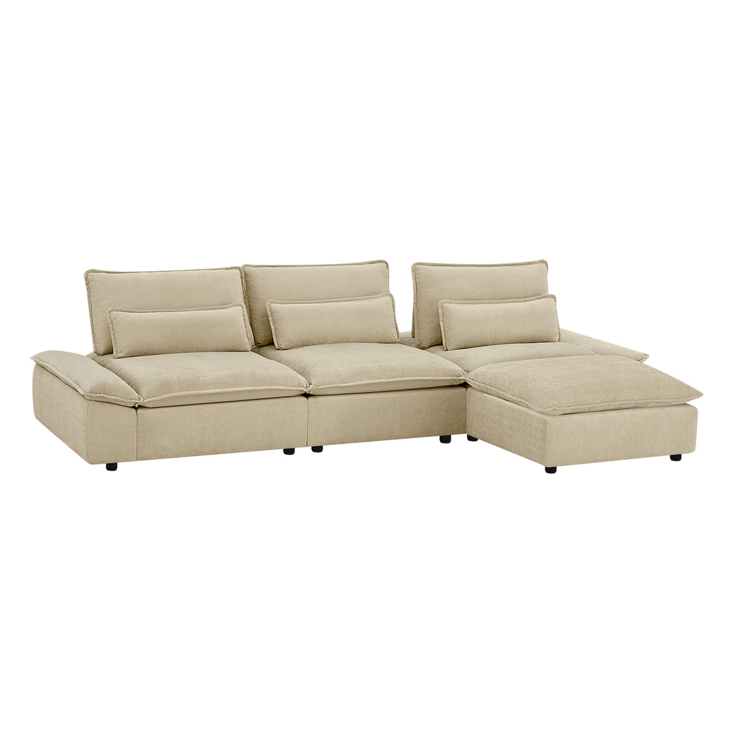 Minimalist Chenille 4-Seater Modular Sofa with Adjustable Backrest