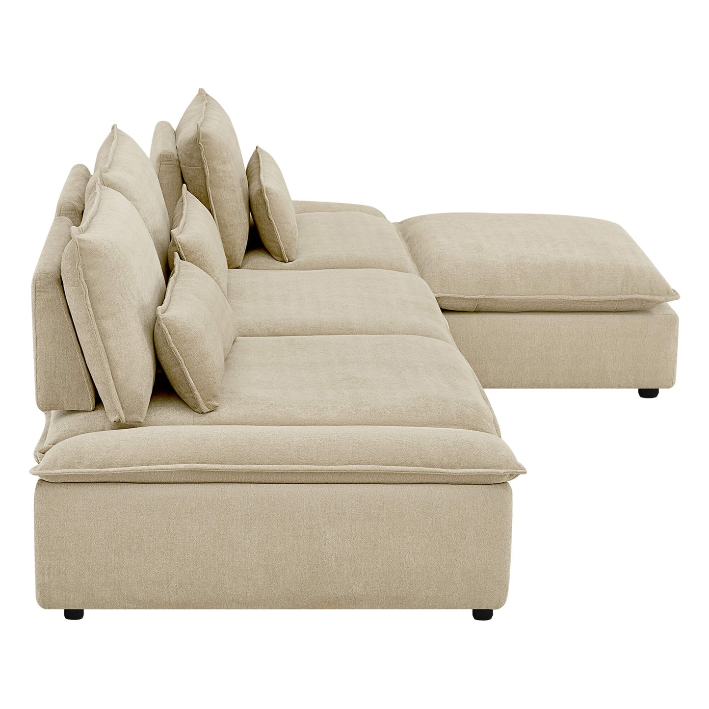 Minimalist Chenille 4-Seater Modular Sofa with Adjustable Backrest